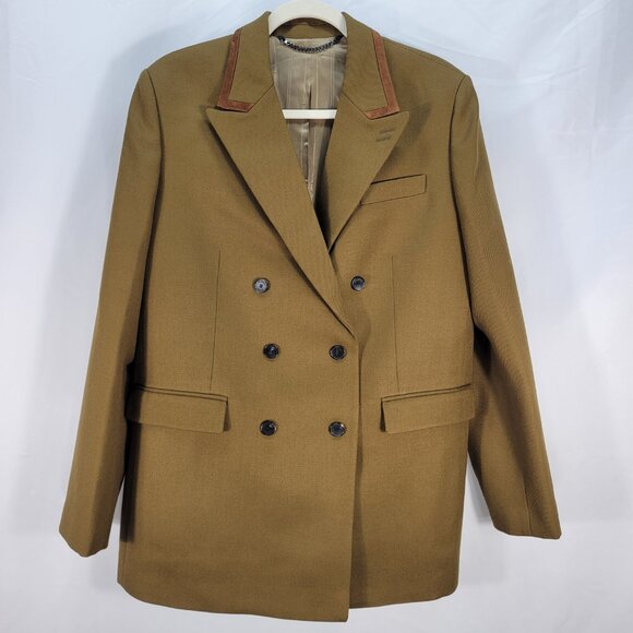 The Kooples Wool Leather Suit Jacket FR 42 US 10 NWT - Picture 6 of 14